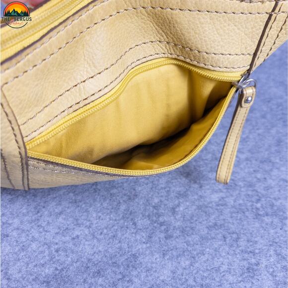 Fossil Crossbody Bag Mustard Yellow Genuine Leather Adjustable Strap Lagenlook - Picture 11 of 16